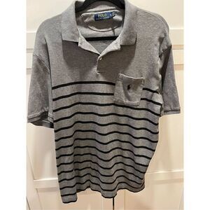 Polo Ralph Lauren Men’s Striped Short Sleeve Polo Sz XL Gray Black Pony Golf